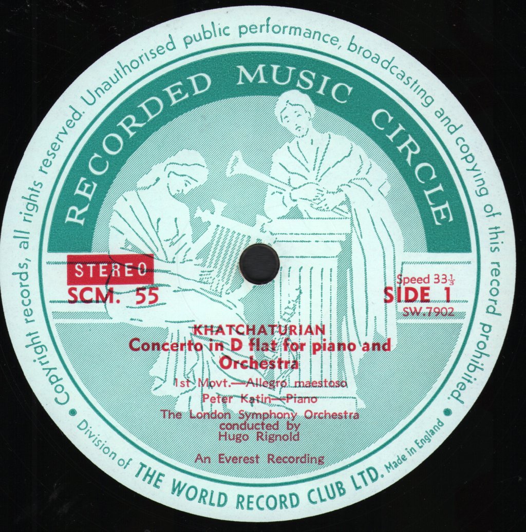 Peter Katin / London Symphony Orchestra / Hugo Rignold - Khatchaturian - Concerto In D Flat For Piano And Orchestra - Lp