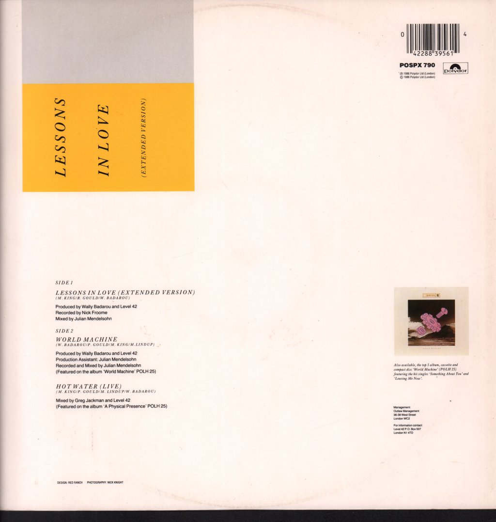 Level 42 - Lessons In Love - 12 Inch