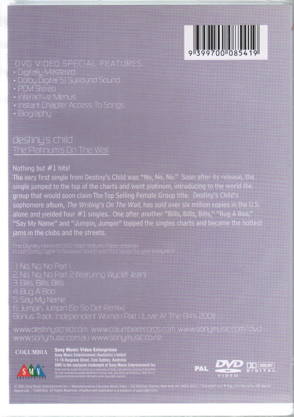 Destiny's Child - Platinum's On The Wall - Dvd