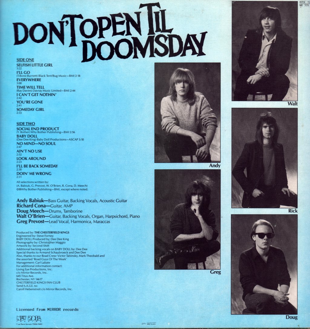 Chesterfield Kings - Don't Open Til Doomsday - Lp