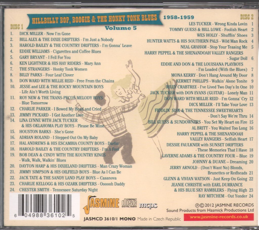 Various Artists - Hillbilly Bop, Boogie & The Honky Tonk Blues Vol.5  1958-1959 - Double Cd