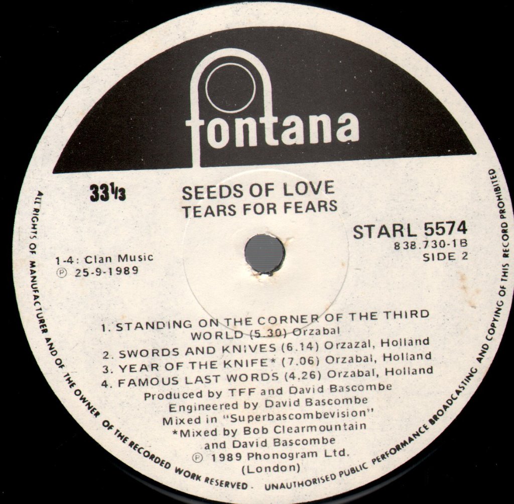 Tears For Fears - Seeds Of Love - Lp
