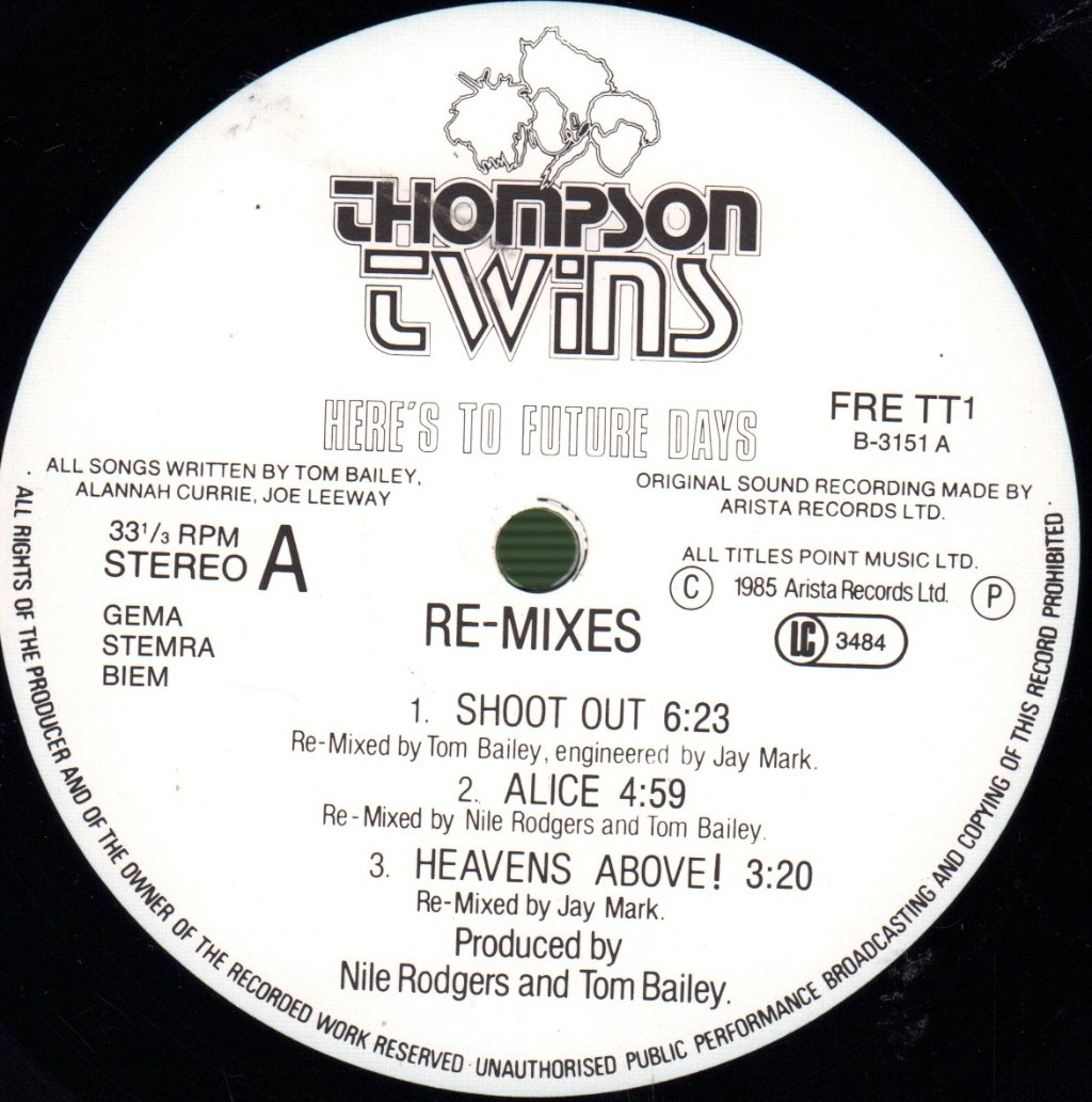 Thompson Twins - Here's To Future Days - Double Lp