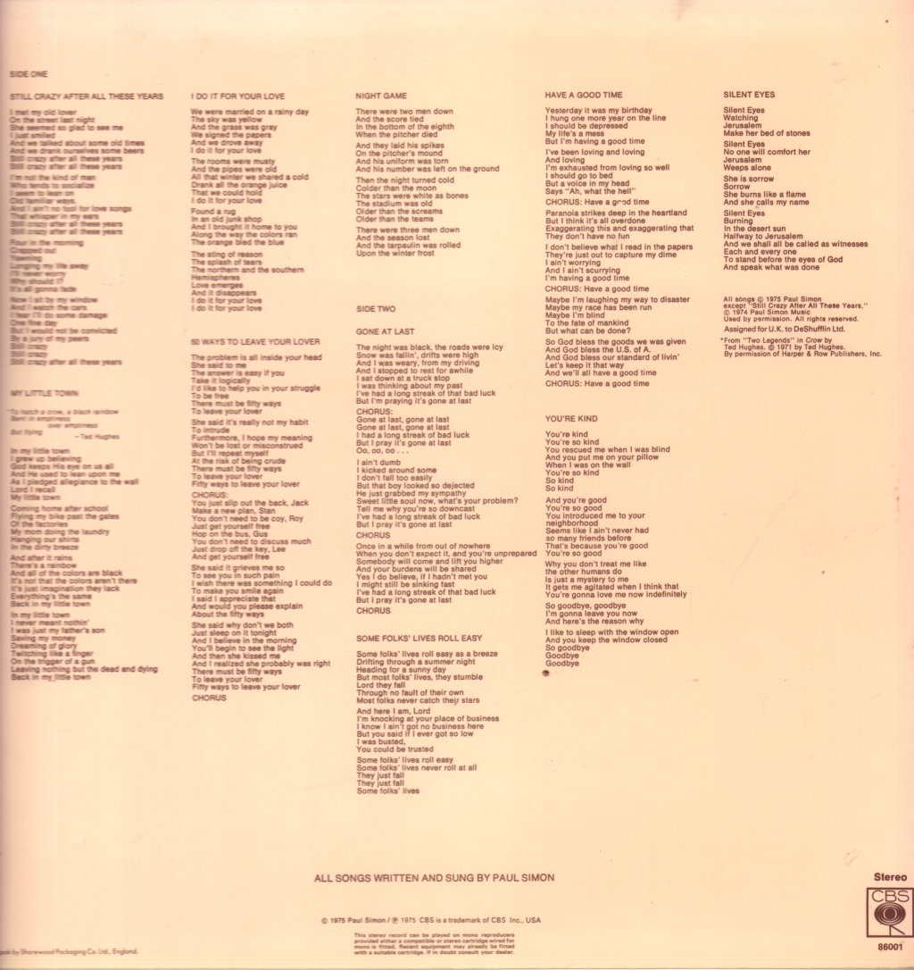Paul Simon - Still Crazy After All These Years - Lp