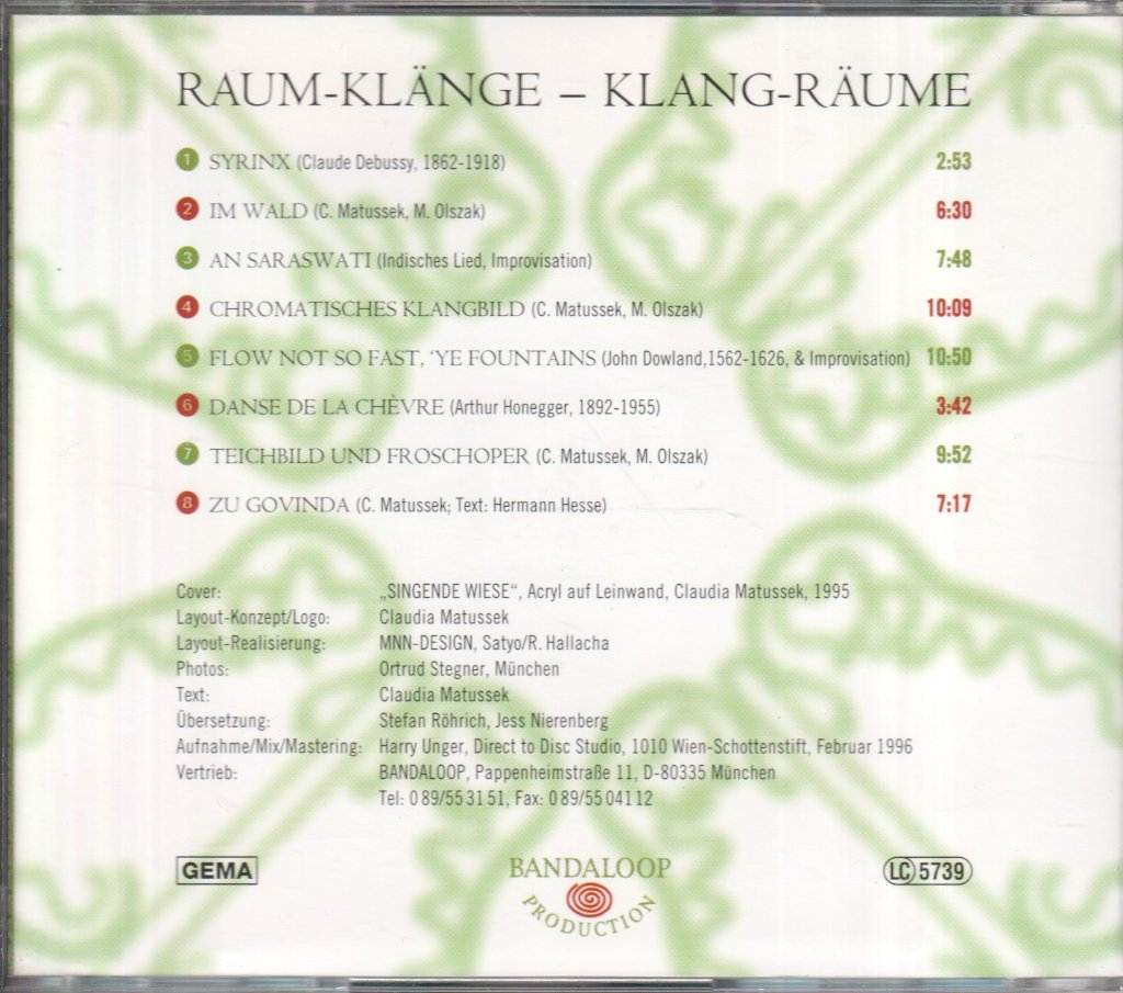 Claudia Matussek And Monika Olszak - Raum Klange Klang Raume - Cd