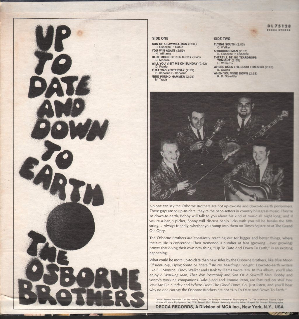 Osborne Brothers - Up To Date And Down To Earth - Lp