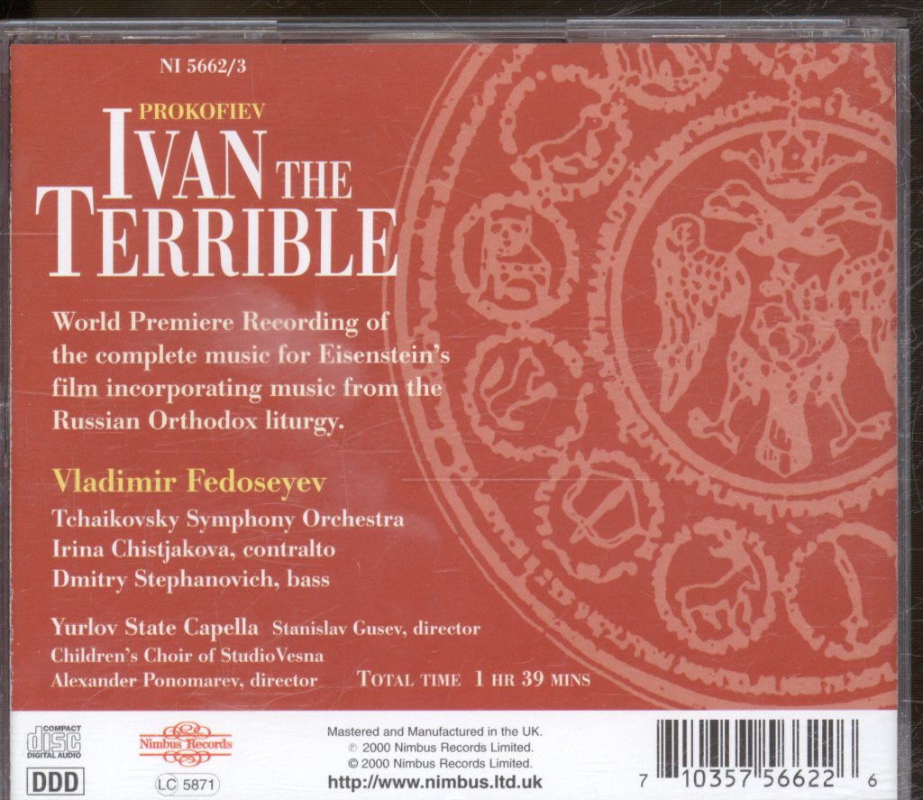 Vladimir Fedoseyev / Tchaikovsky Symphony Orchestra - Prokofiev - Ivan The Terrible (The Complete Music For Eisenstein's Film) - Double Cd