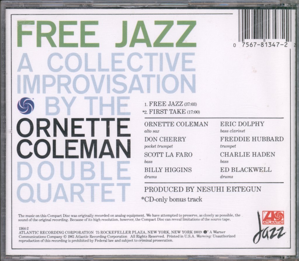 Ornette Coleman Double Quartet - Free Jazz - Cd