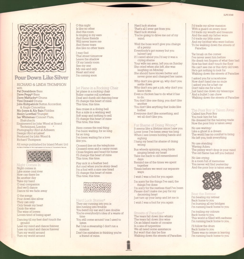 Richard And Linda Thompson - Pour Down Like Silver - Lp – Vinyl Tap