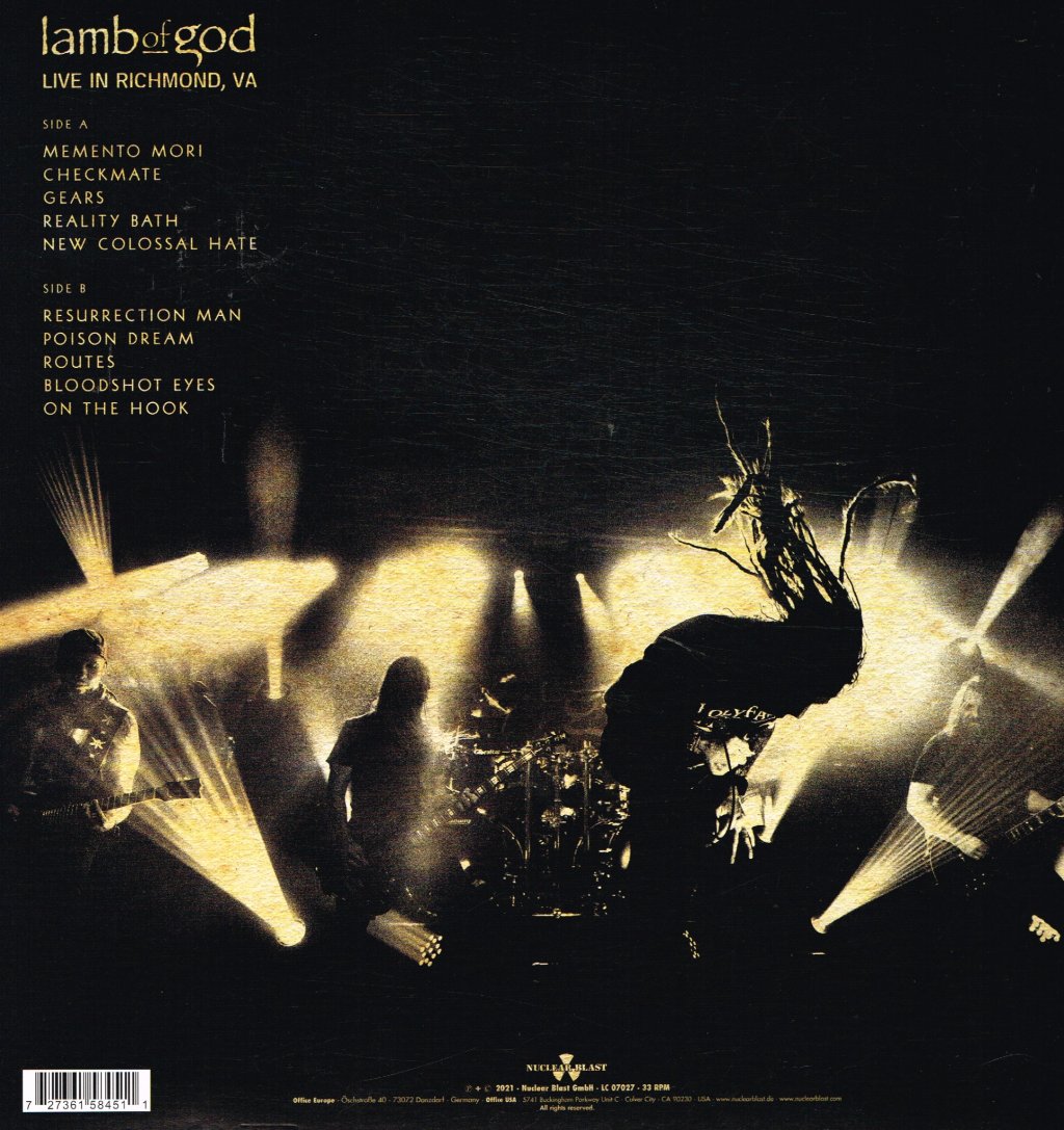 Lamb Of God - Live In Richmond, VA - Lp