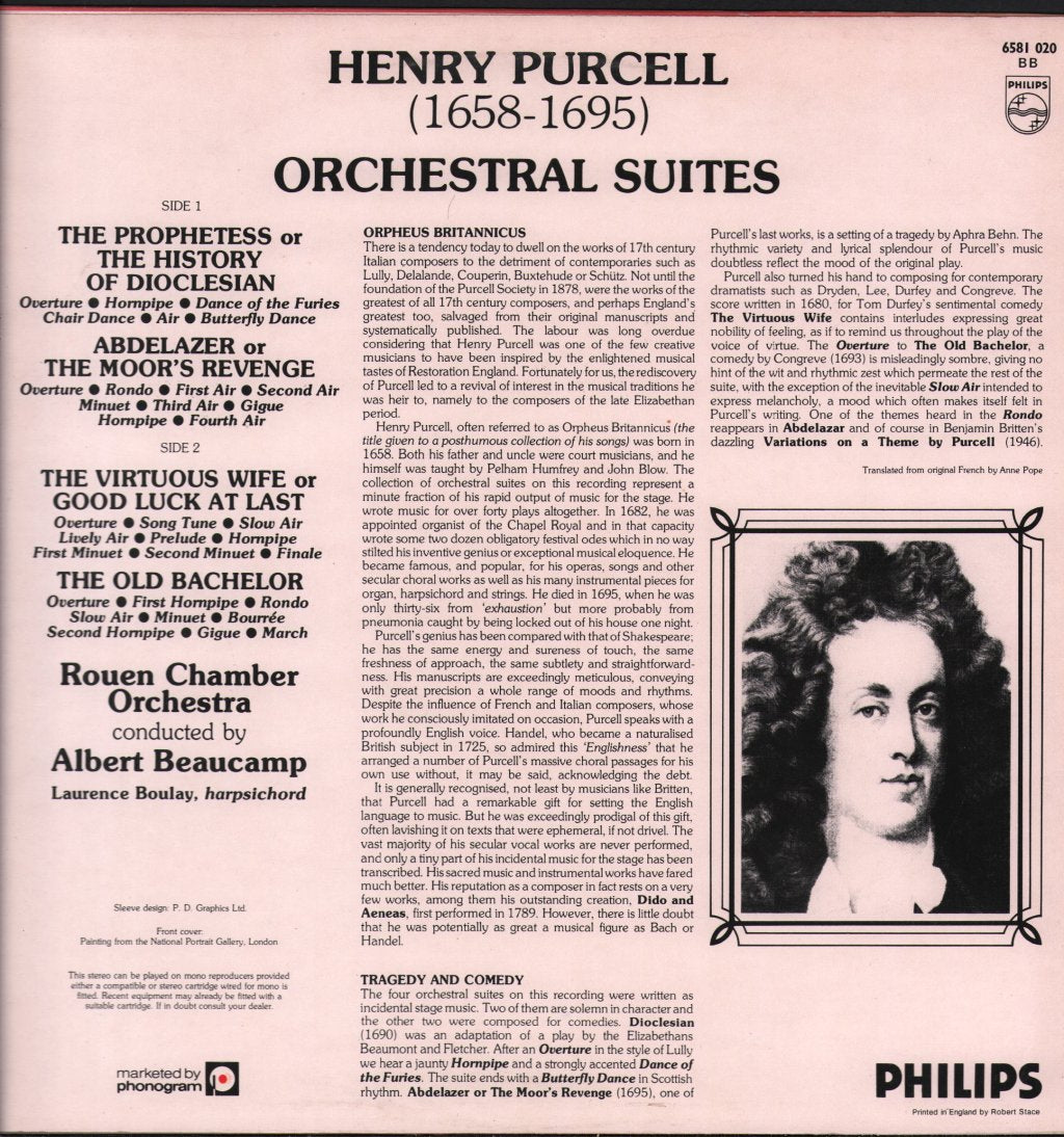 Rouen Chamber Orchestra / Albert Beaucamp - Purcell - Orchestral Suites - Lp
