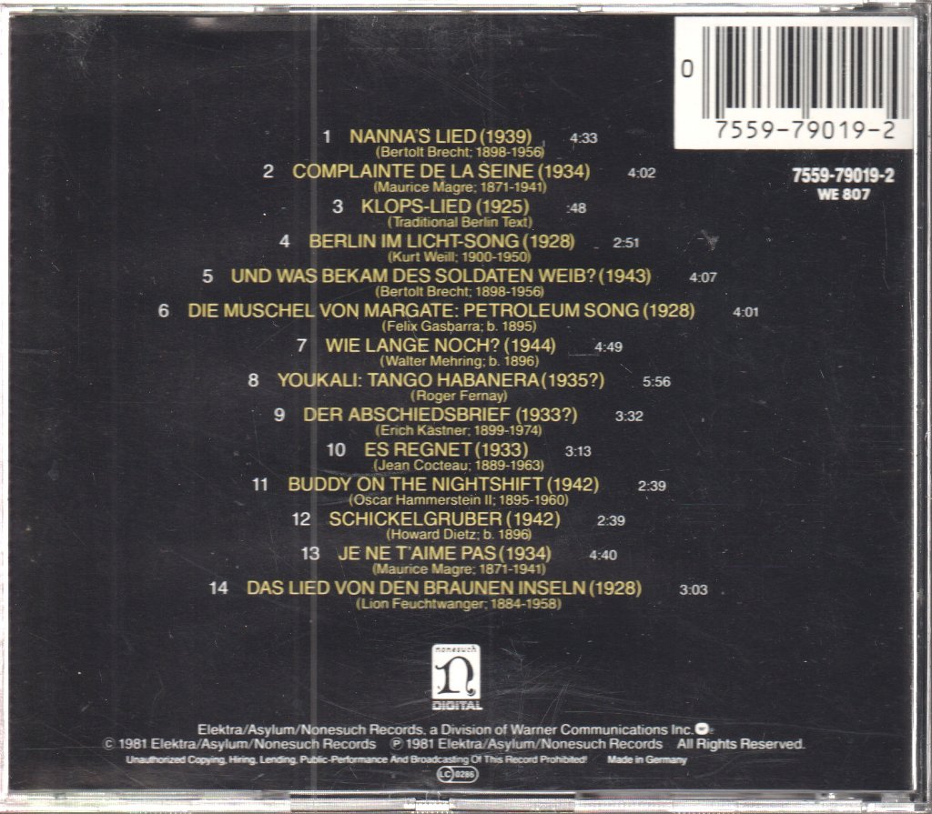 Teresa Stratas - Unknown Kurt Weill - Cd