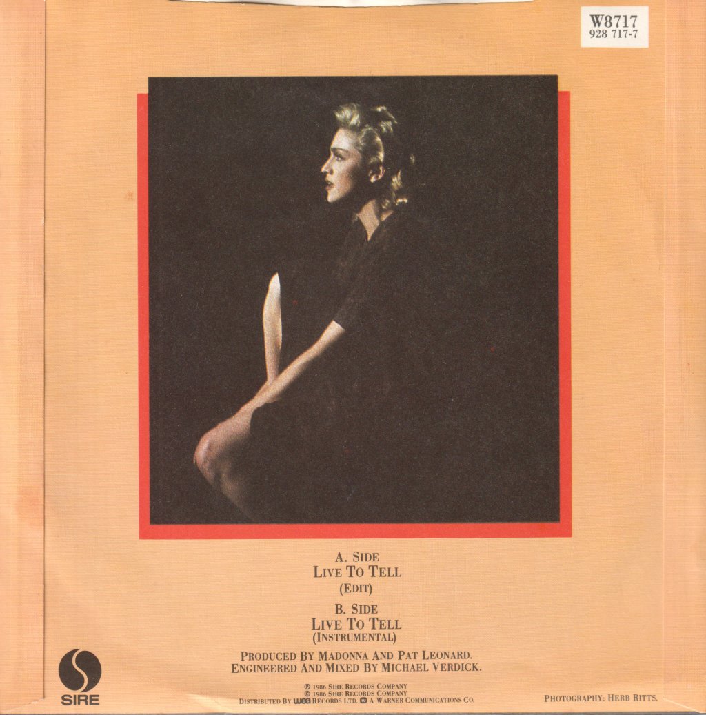 Madonna - Live To Tell - 7 Inch