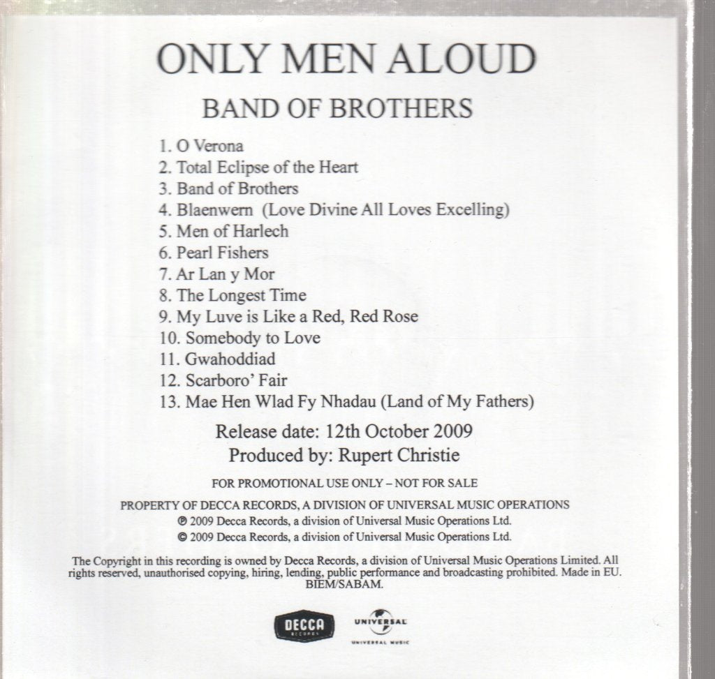 Only Men Aloud - Band Of Brothers - Cdr