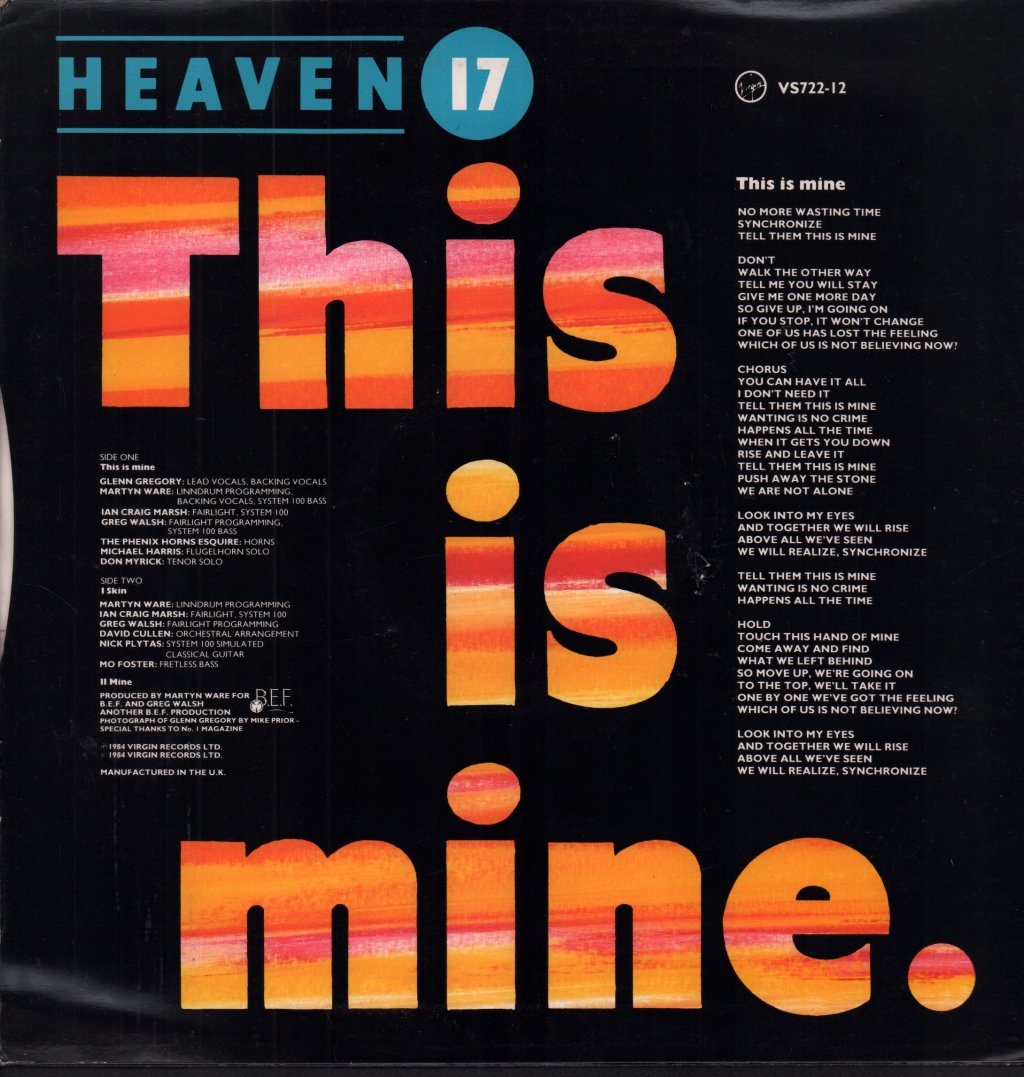 Heaven 17 - This Is Mine - 12 Inch