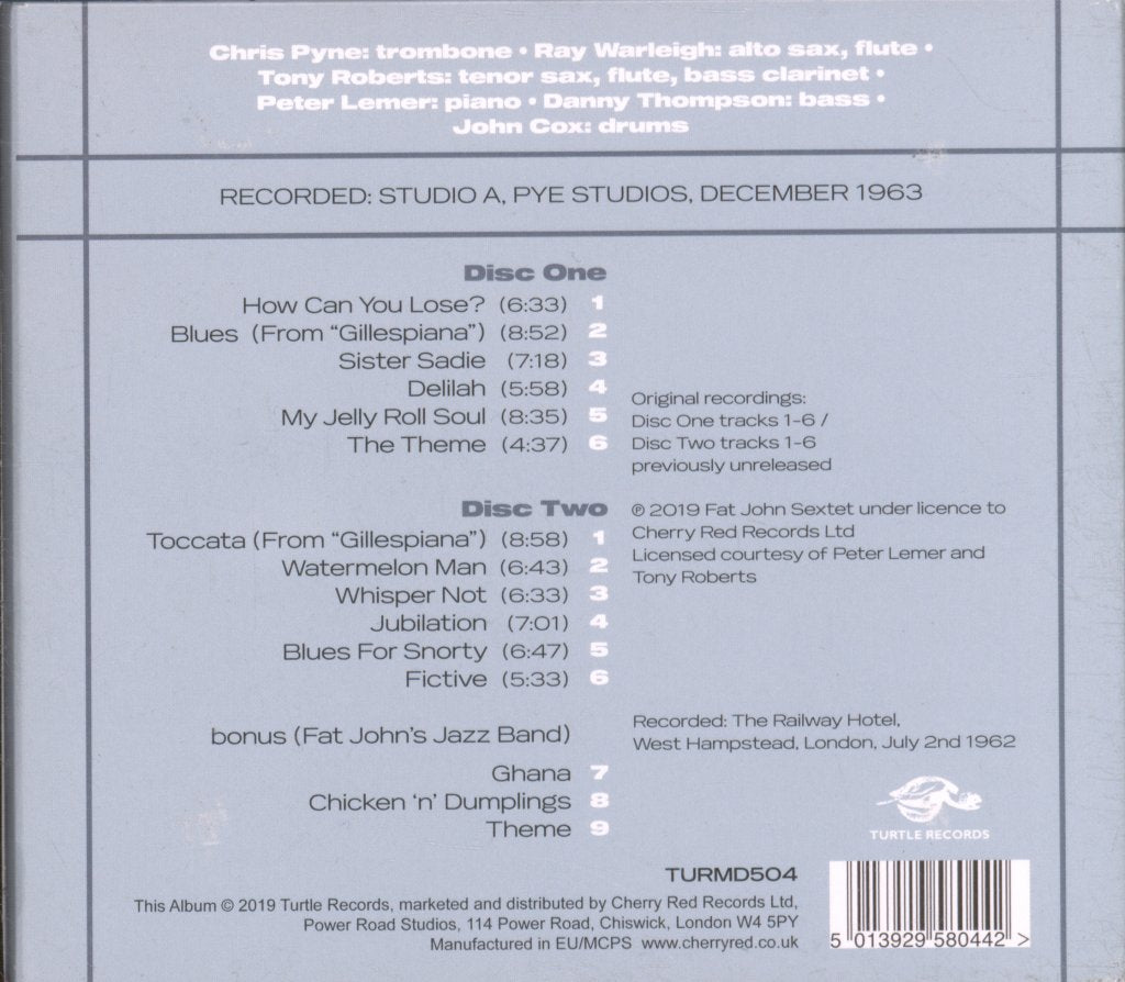 Fat John Sextet - Honesty (The Unreleased 1963 Studio Session) - Cd Set