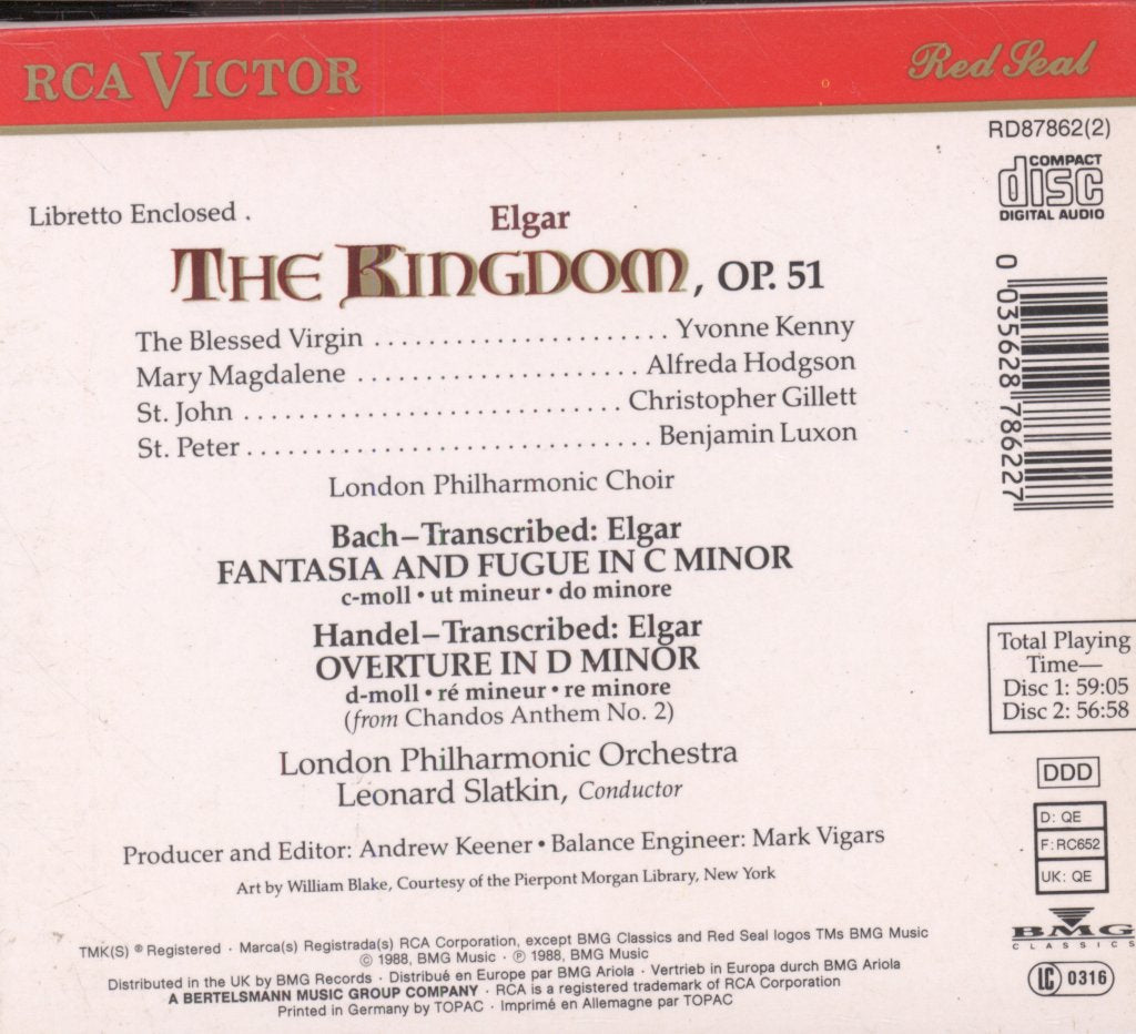 Leonard Slatkin, London Philharmonic Orchestra And Choir - Elgar - The Kingdom - Double Cd
