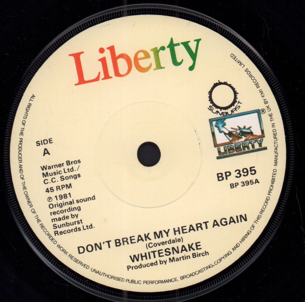 Whitesnake - Don't Break My Heart Again - 7 Inch