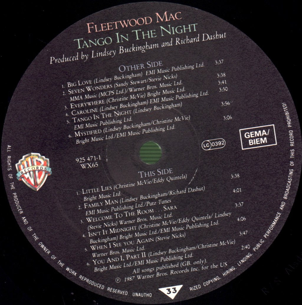 Fleetwood Mac - Tango In The Night - Lp