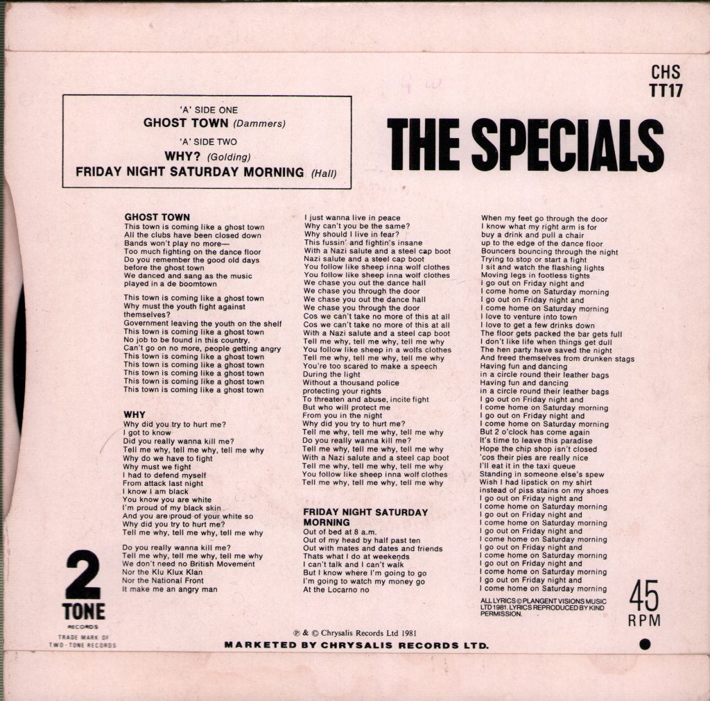 Specials (2 Tone Group) - Ghost Town - 7 Inch