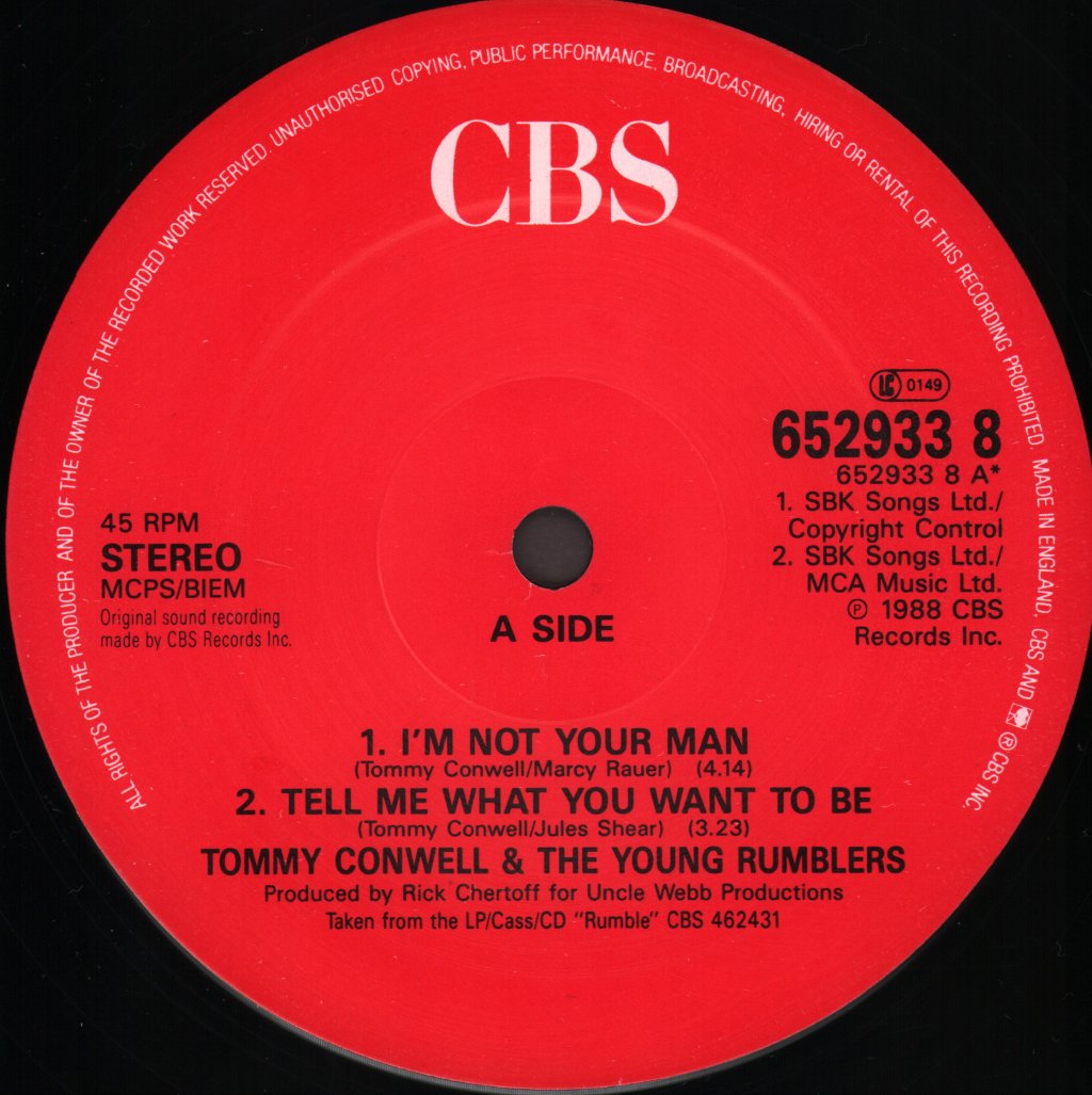 Tommy Conwell And The Young Rumblers - I'm Not Your Man - 12 Inch