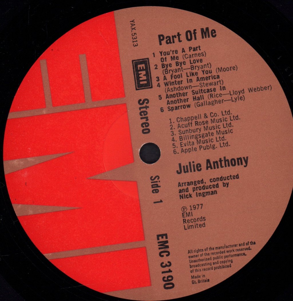 Julie Anthony - A Part of Me - Lp