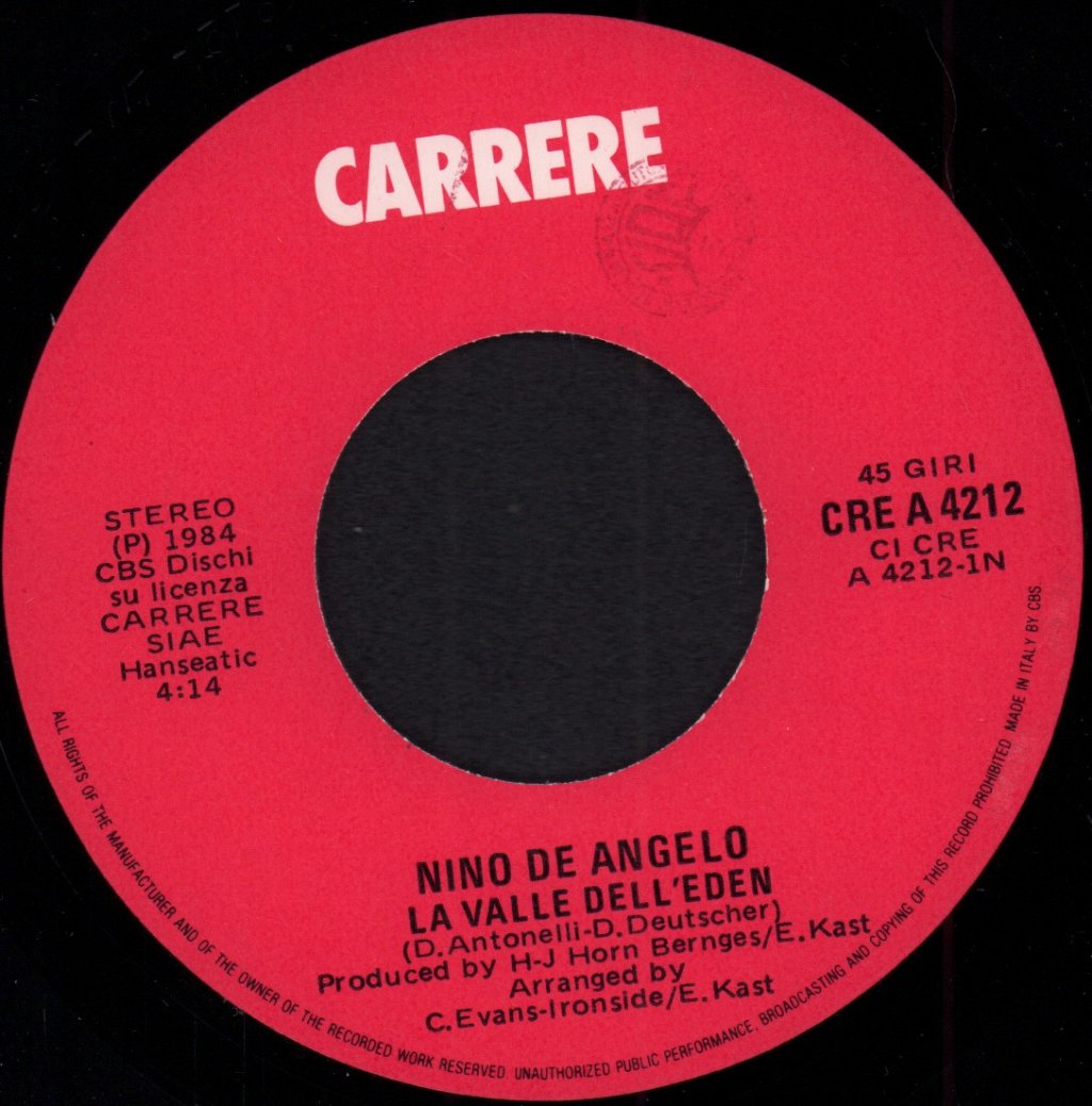 Nino De Angelo - La Valle Dell'Eden - 7 Inch
