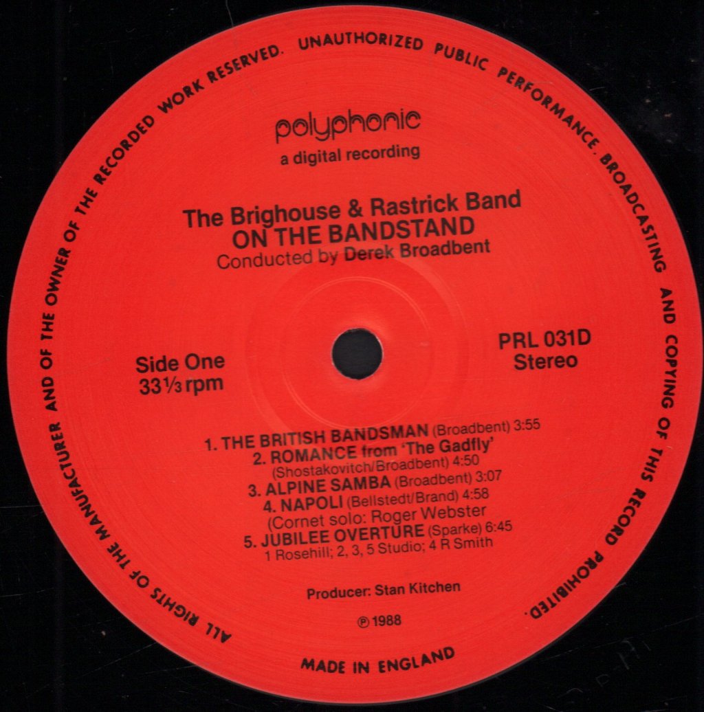 Brighouse And Rastrick Brass Band - On The Bandstand - Lp