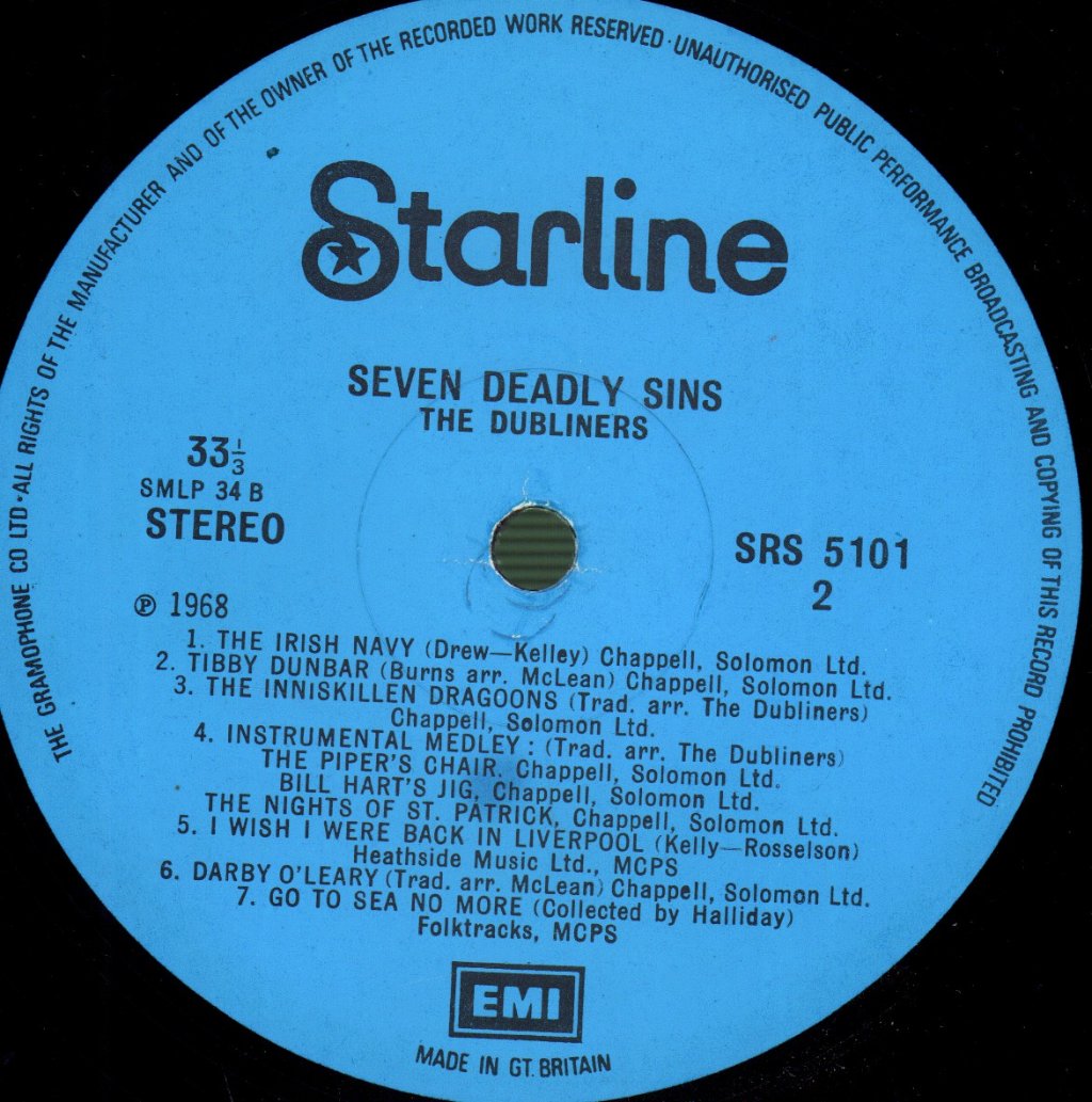 Dubliners - Seven Deadly Sins - Lp