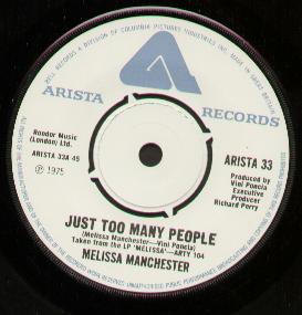 Melissa Manchester - Just Too Many People - 7 Inch
