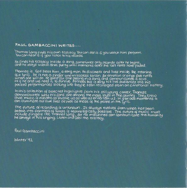 Thomas Lang - Outside Over There - A Retrospective - Cd