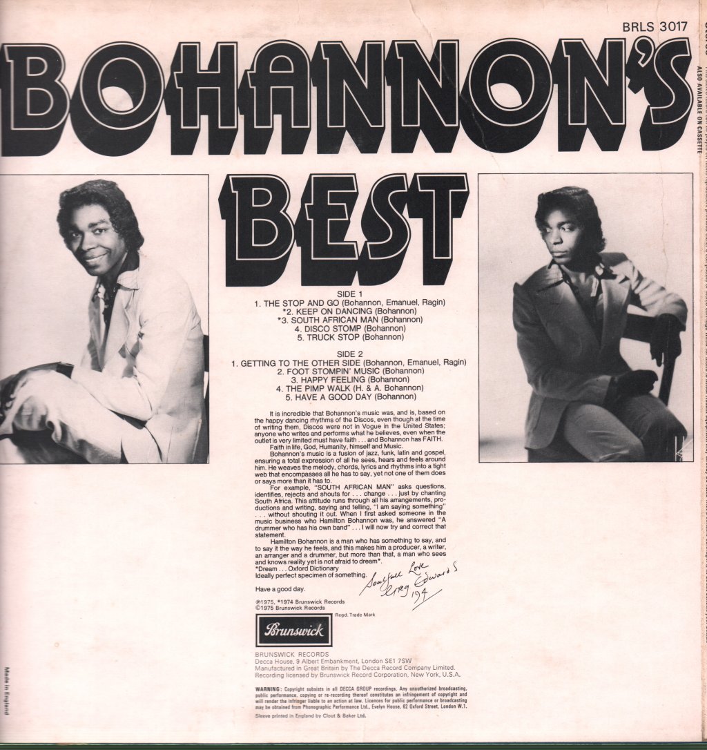 Hamilton Bohannon - Bohannon's Best - Lp