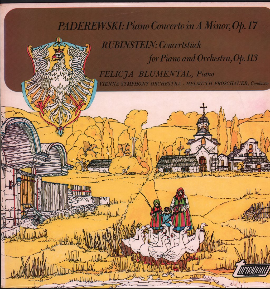 Felicja Blumental / Vienna Symphony Orchestra / Helmuth Froschauer - Paderewski - Piano Concerto In A Minor, Op. 17 / Rubinstein - Concertstück For Piano And Orchestra, Op. 113 - Lp