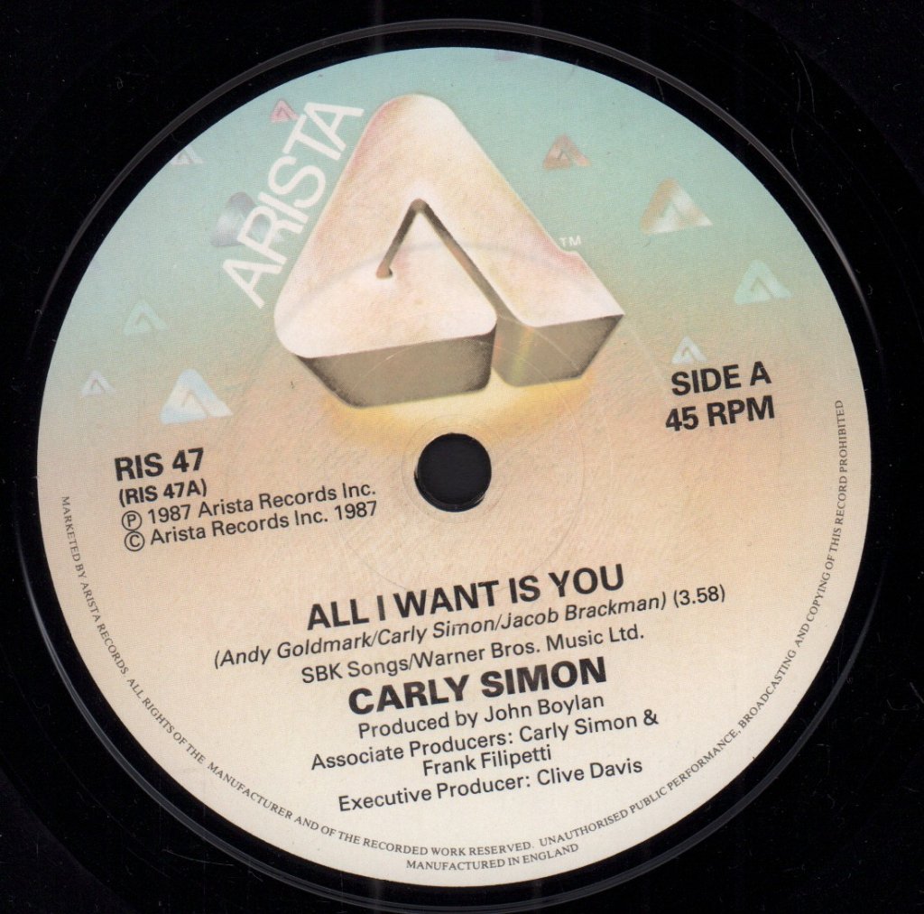 Carly Simon - All I Want Is You - 7 Inch