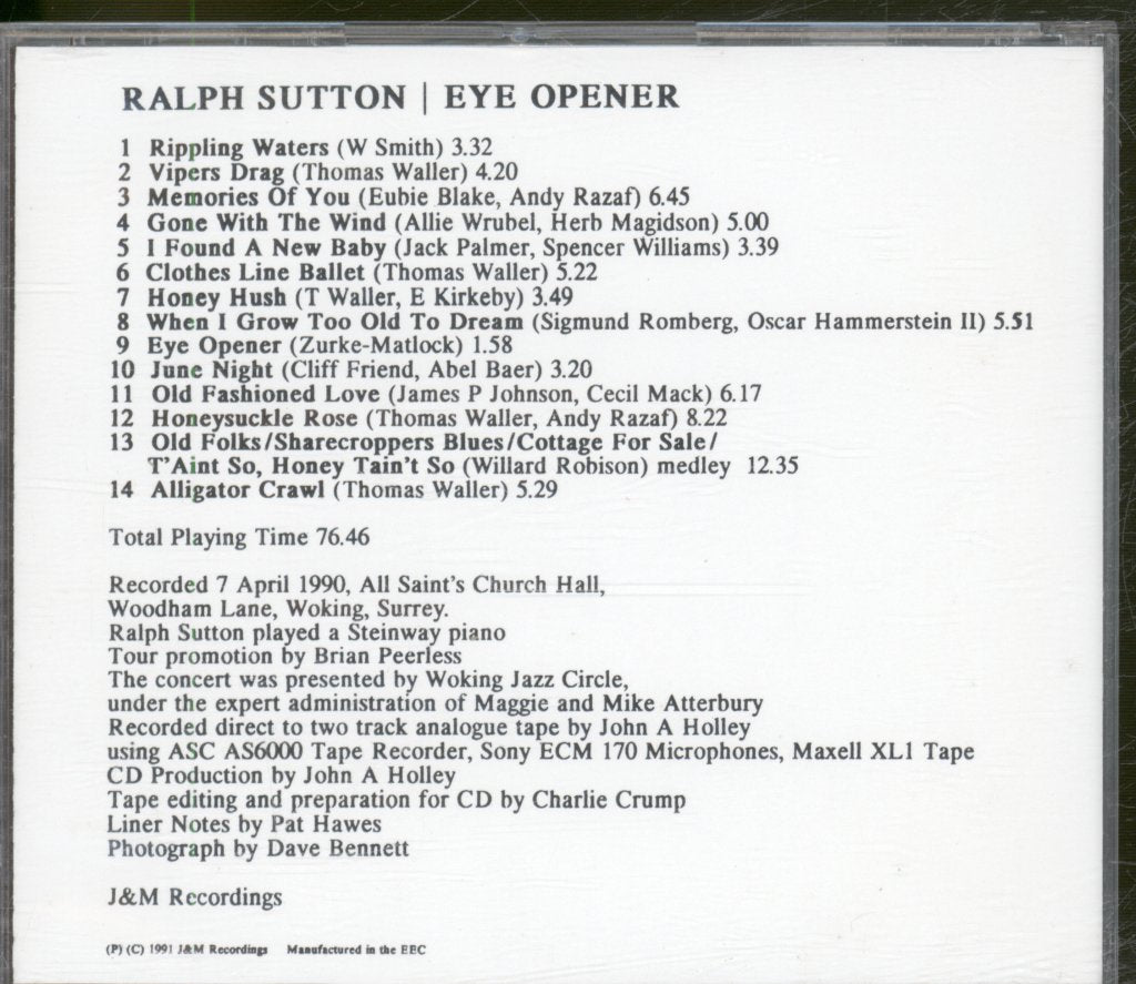 Ralph Sutton - Eye Opener - Cd