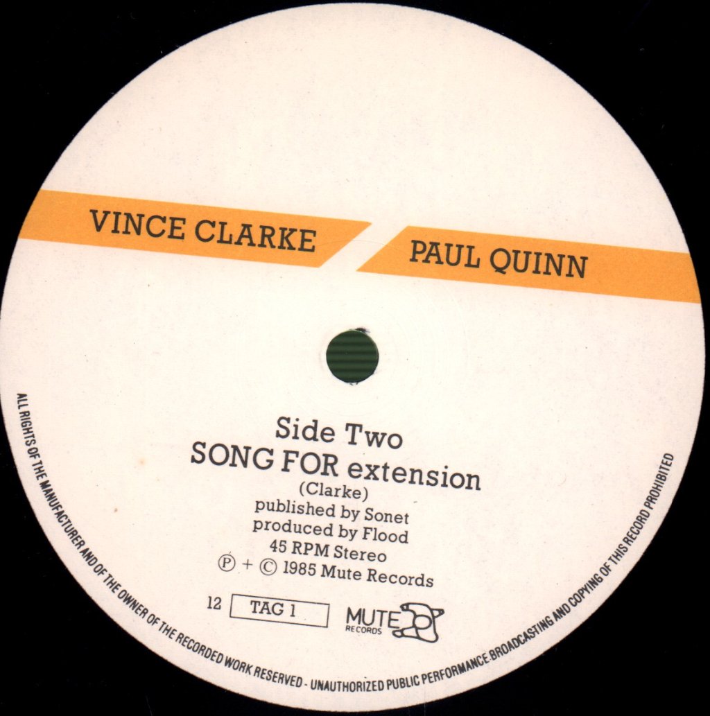 Vince Clarke And Paul Quinn - One Day - 12 Inch