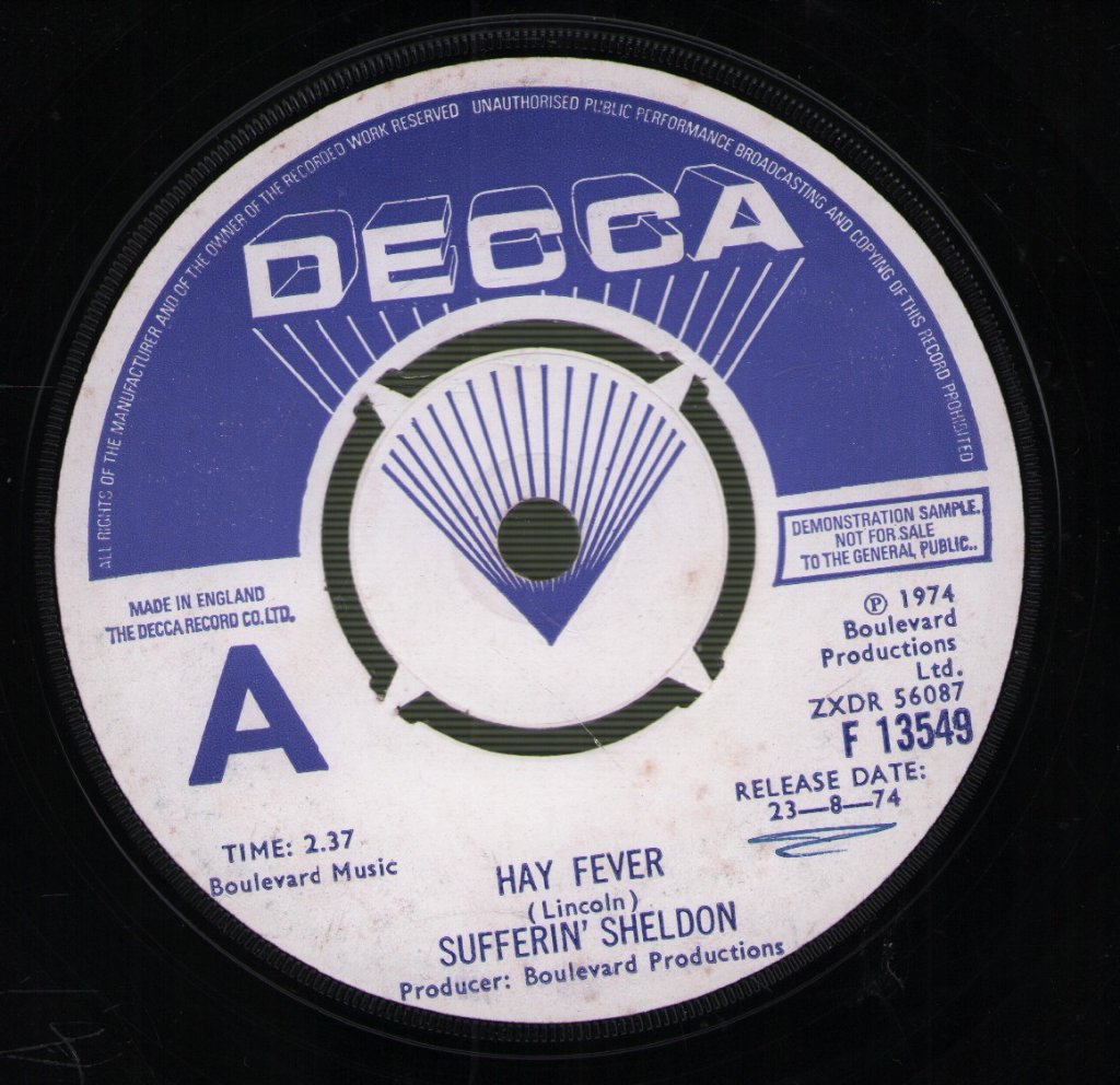 Sufferin' Sheldon - Hay Fever - 7 Inch