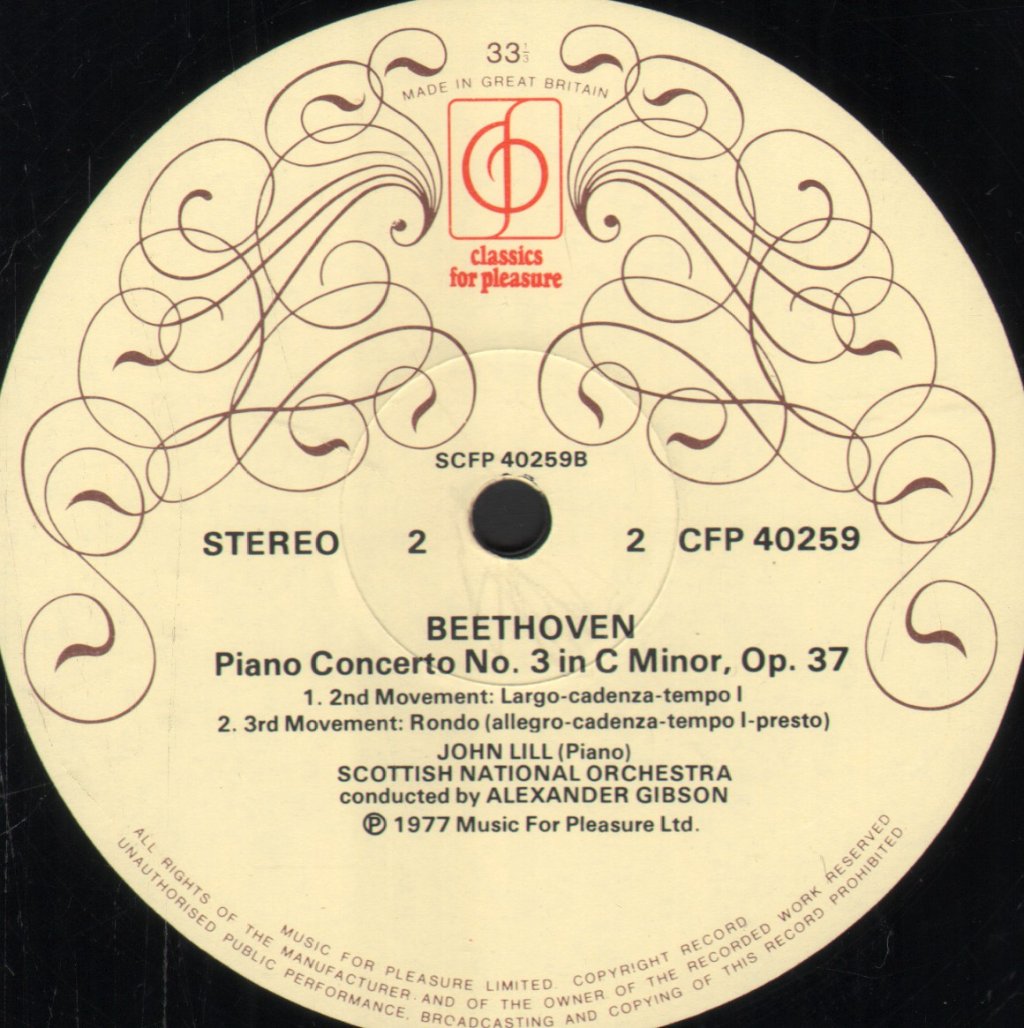 John Lill / Alexander Gibson / Scottish National Orchestra - Beethoven - Piano Concerto No. 3 - Lp