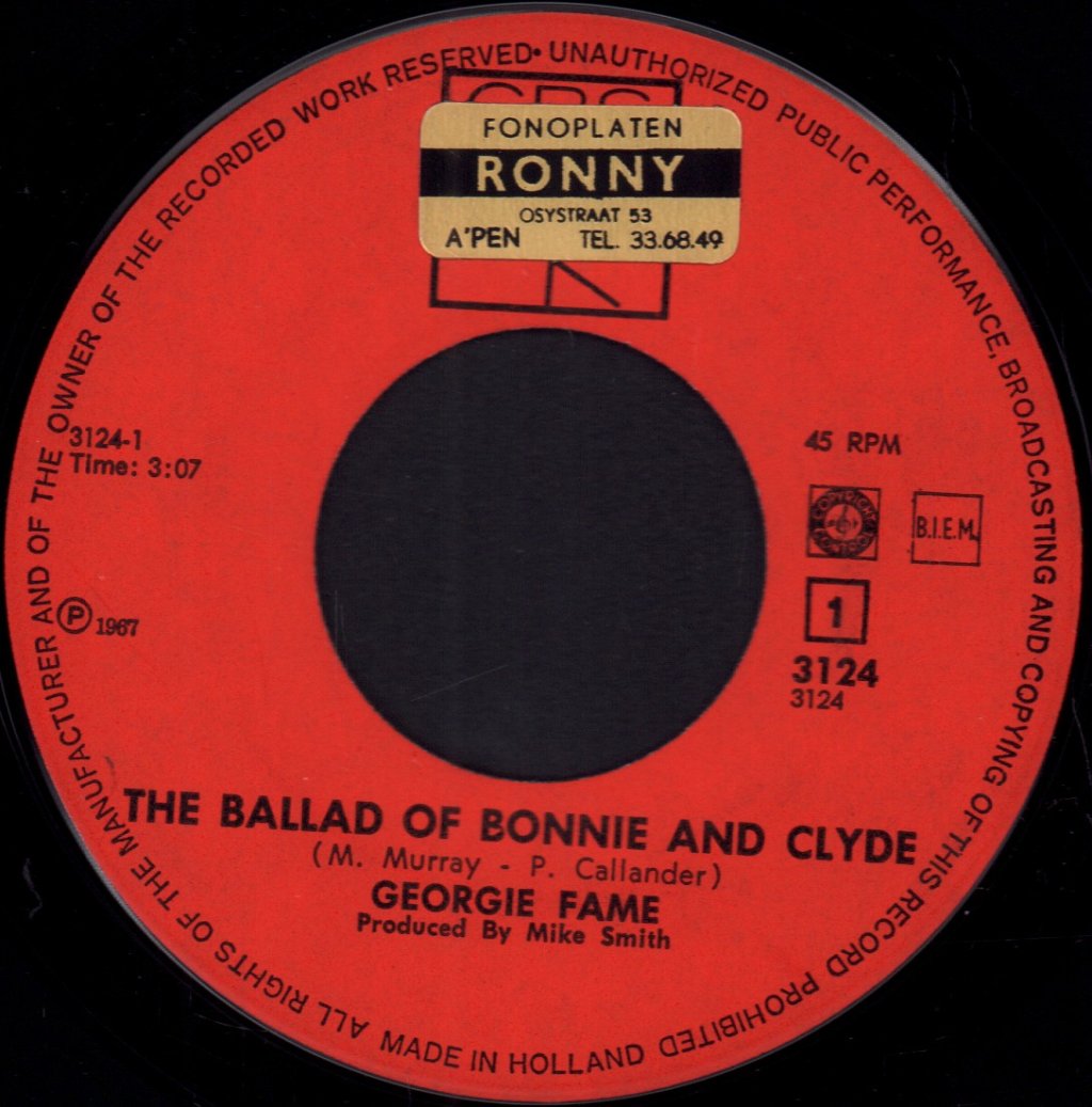 Georgie Fame - Ballad Of Bonnie And Clyde - 7 Inch