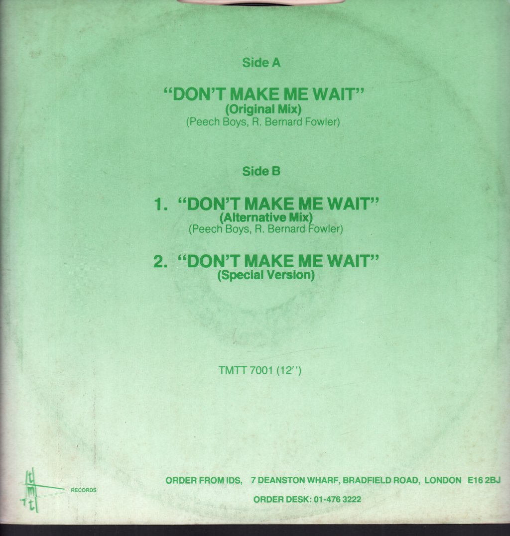 Peech Boys - Don't Make Me Wait - 12 Inch