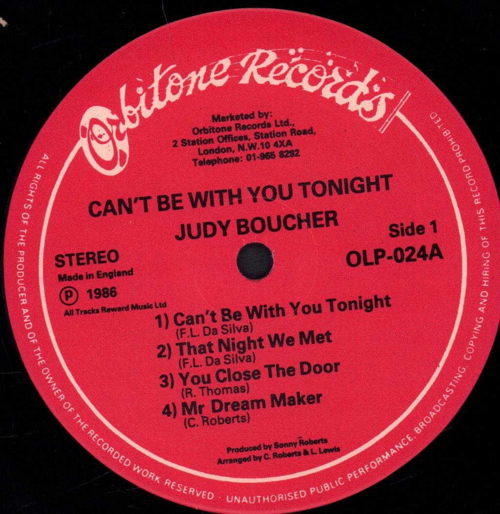Judy Boucher - Can't Be With You Tonight - Lp