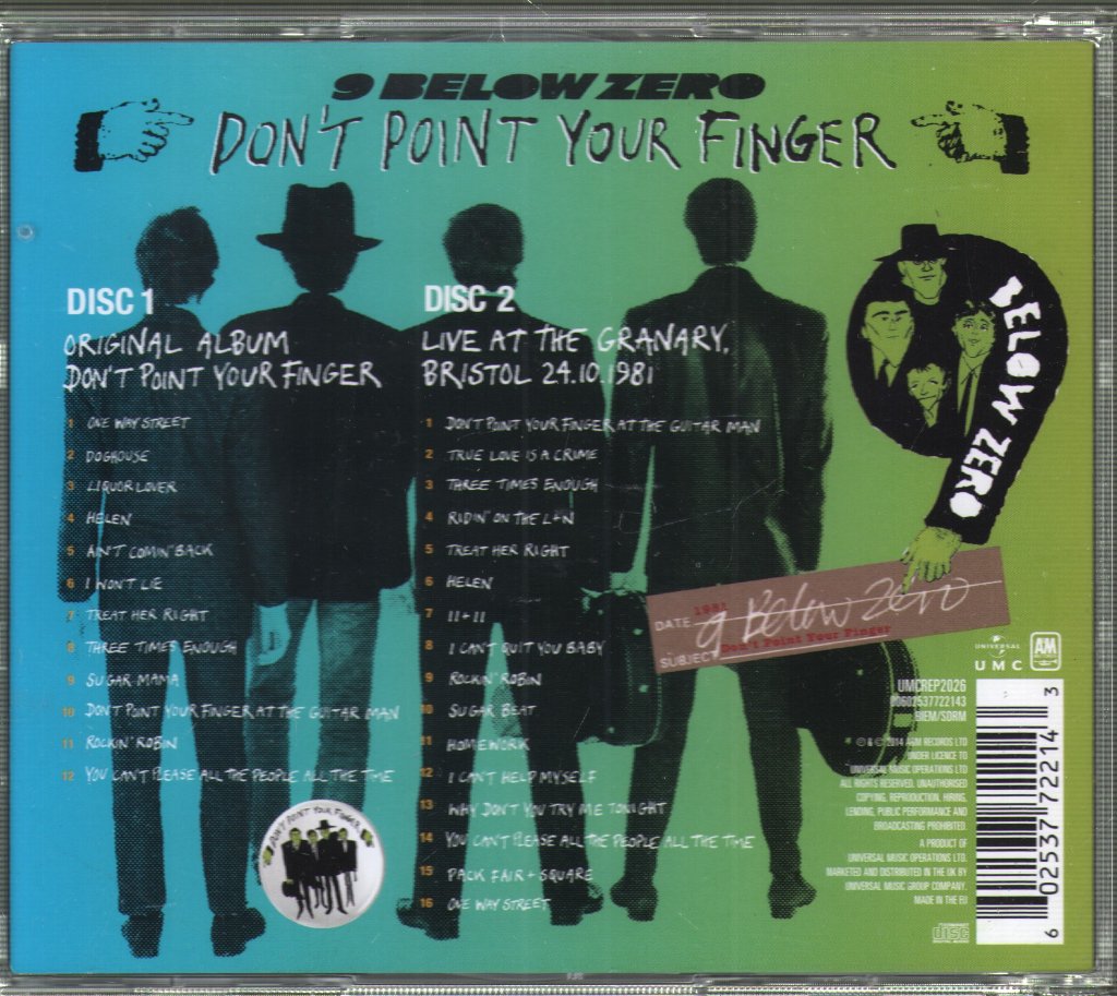 Nine Below Zero - Don't Point Your Finger - Double Cd