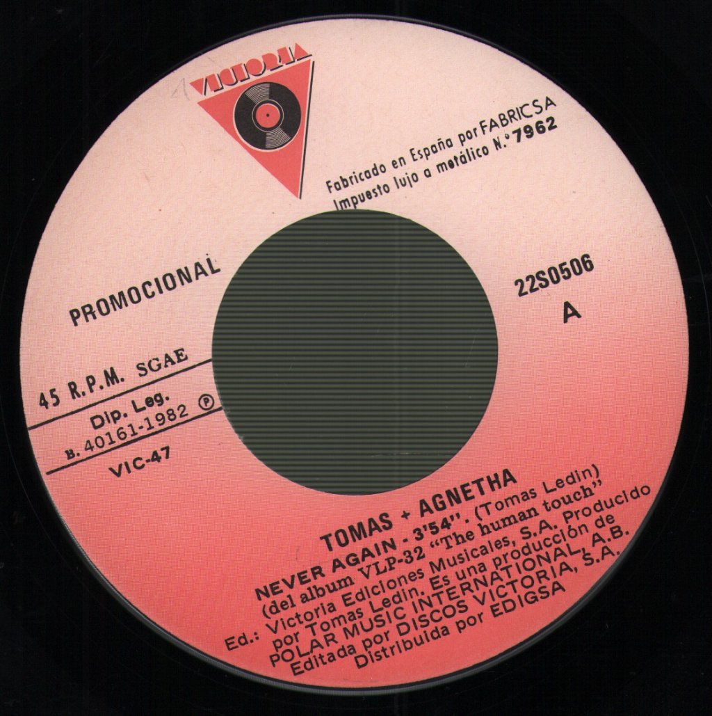 Tomas Ledin And Agnetha Faltskog - Never Again - 7 Inch