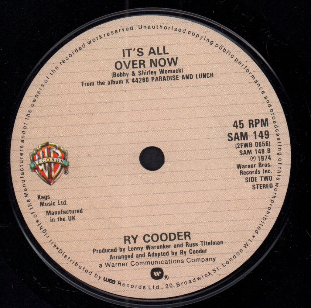 Ry Cooder - teardrops will fall - 7 Inch