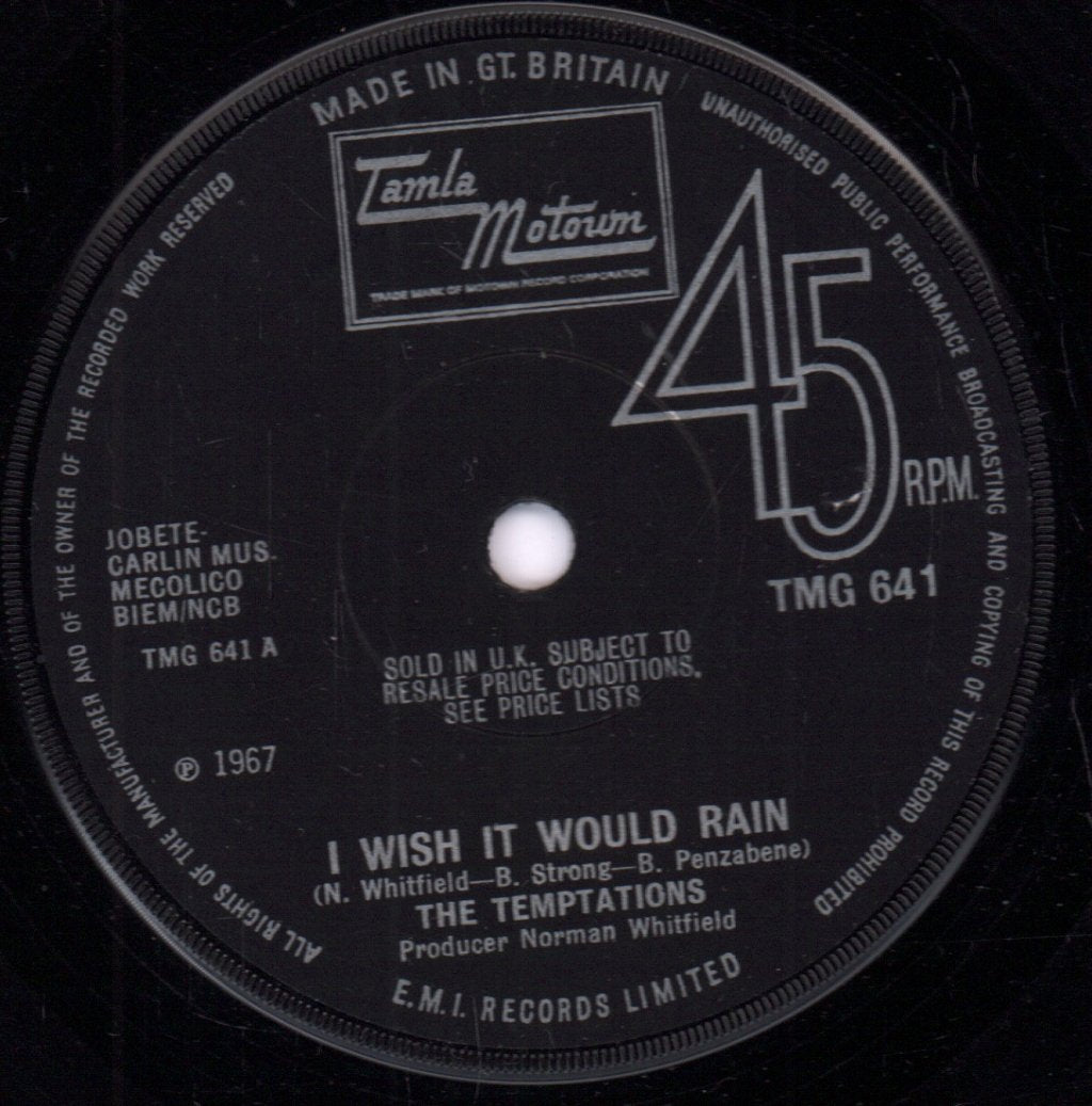 Temptations - I Wish It Would Rain - 7 Inch