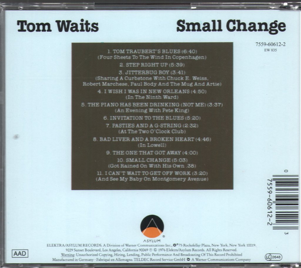 Tom Waits - Small Change - Cd