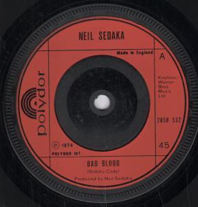 Neil Sedaka - Bad Blood - 7 Inch