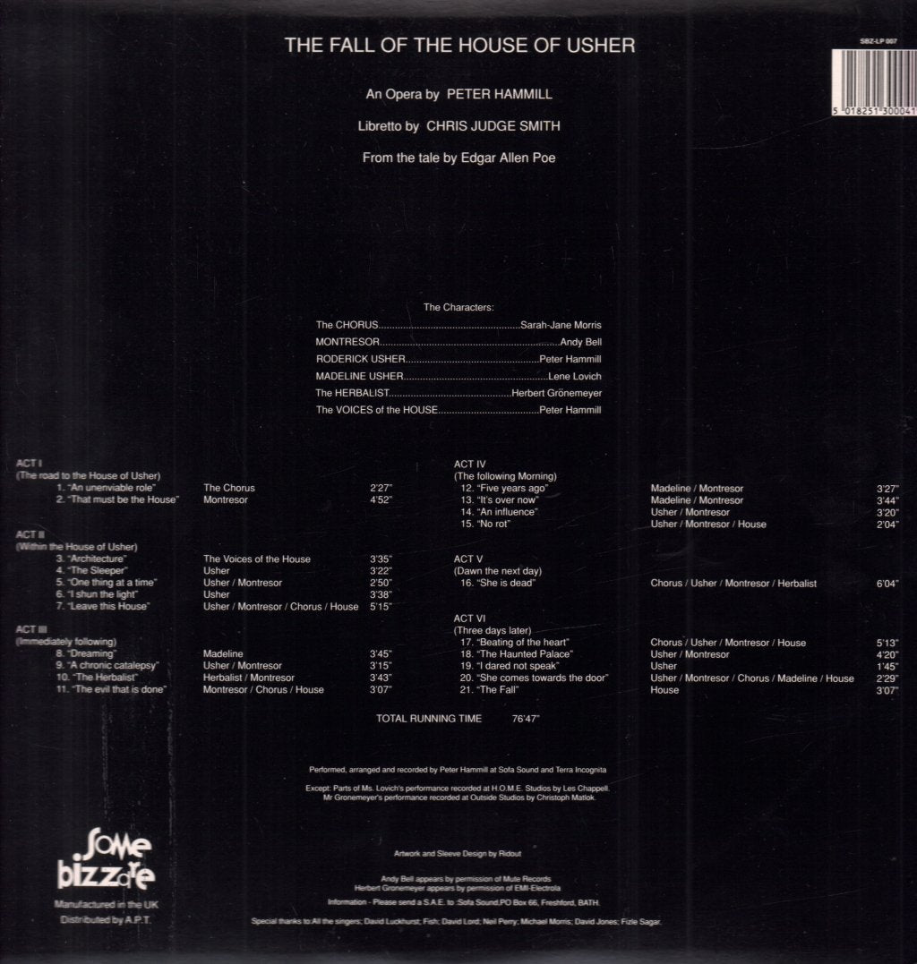 Peter Hammill - Fall Of The House Of Usher - Double Lp