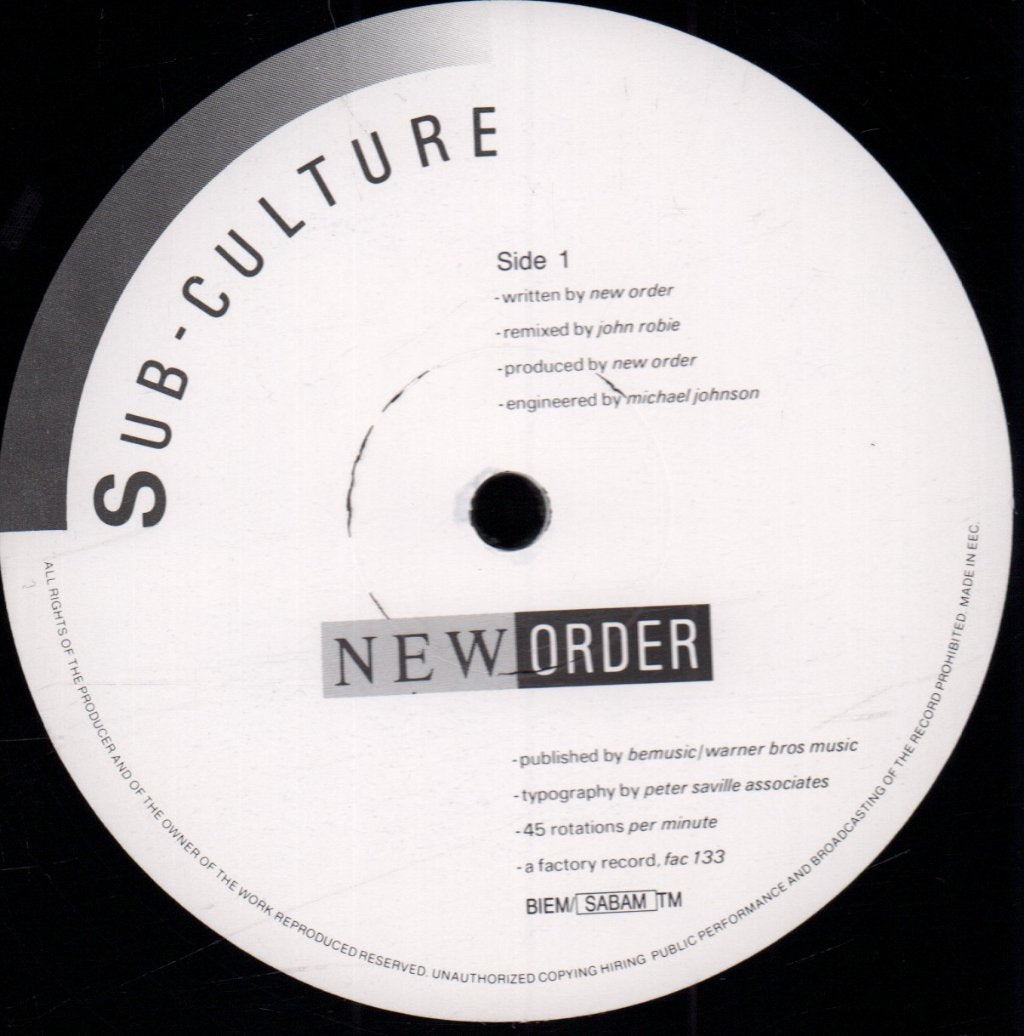 New Order - Sub Culture - 12 Inch