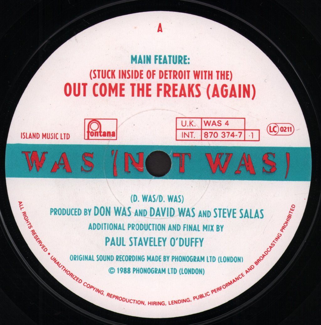 Was Not Was - Out Come The Freaks - 7 Inch